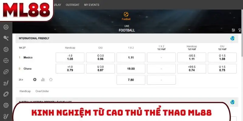 Kinh nghiệm từ cao thủ thể thao ML88