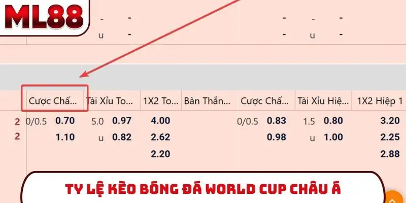 Ty lệ kèo bóng đá World Cup châu Á